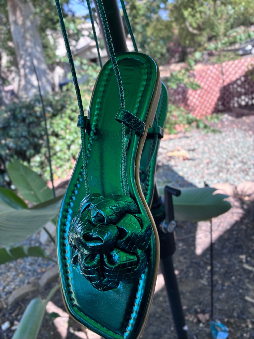 INC International Concepts Metallic Green Strappy Sandals